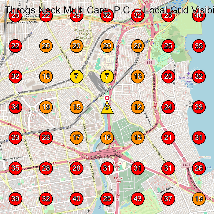 Throgs Neck Multi Care, P.C. GeoGrid visibility map for Physical Therapy Clinic in Bronx
